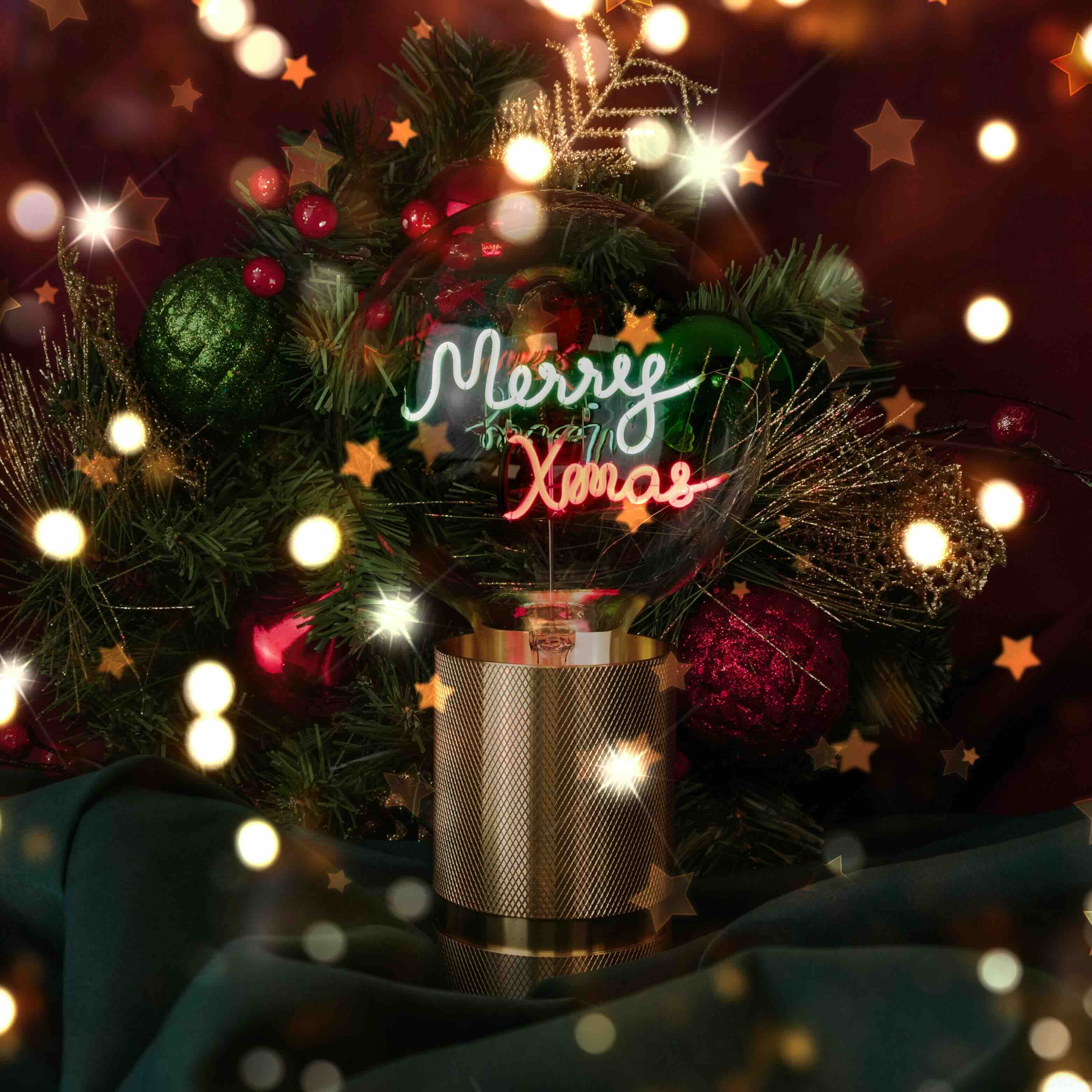 „Merry Xmas“ Kabel LED Deko-Glühbirne – Botschaftsleuchte