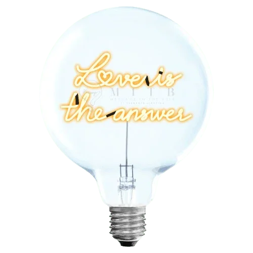 „Love Is the Answer“ Akku LED Deko-Glühbirne – Produktansicht