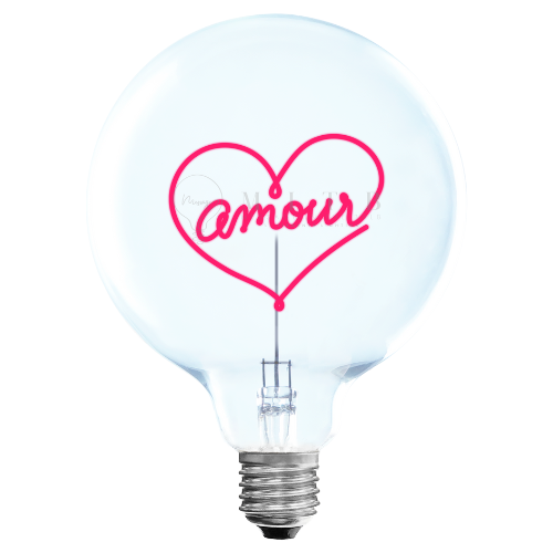 "Amour" Akku LED Deko-Glühbirne – Botschaftsleuchte
