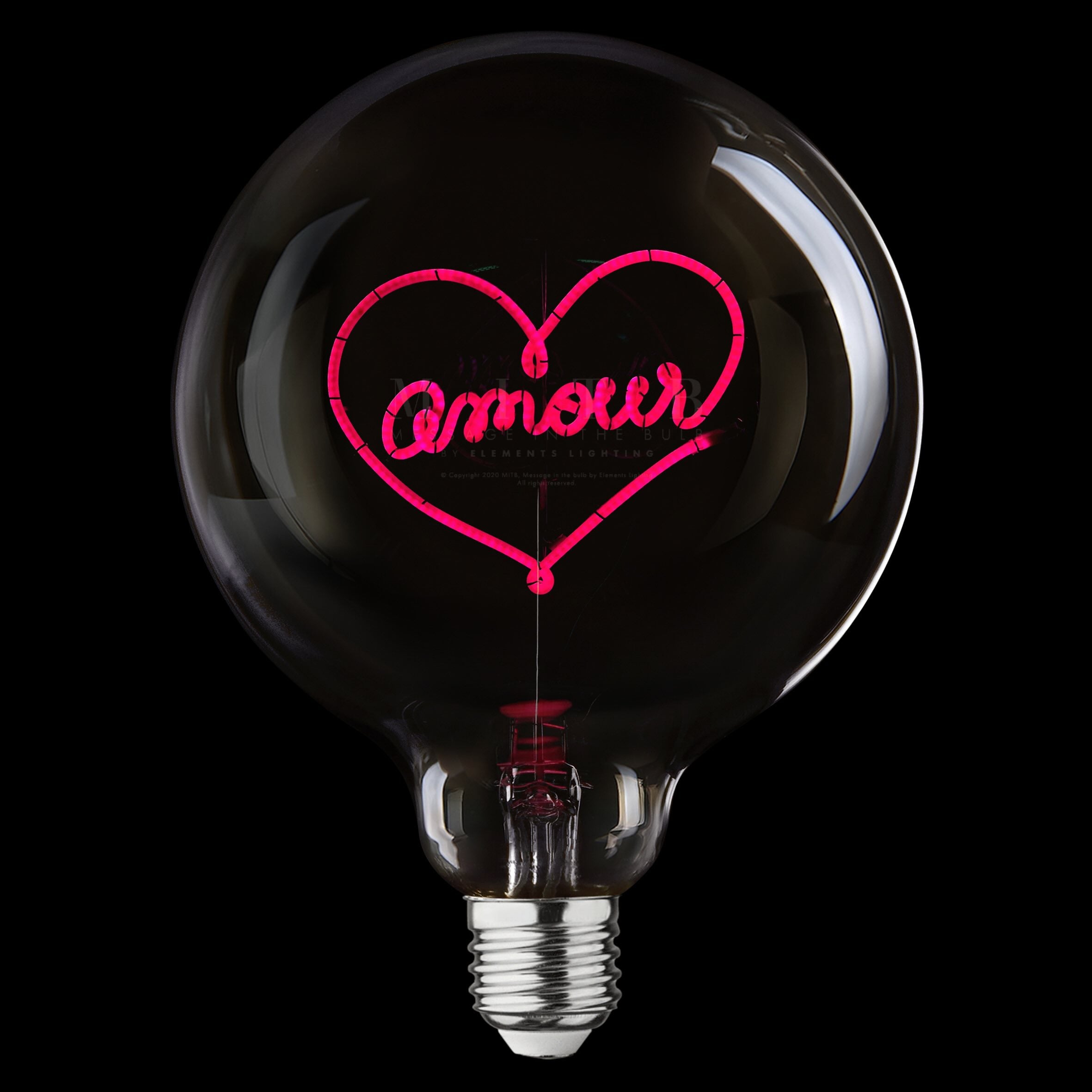 "Amour" Akku LED Deko-Glühbirne – Botschaftsleuchte