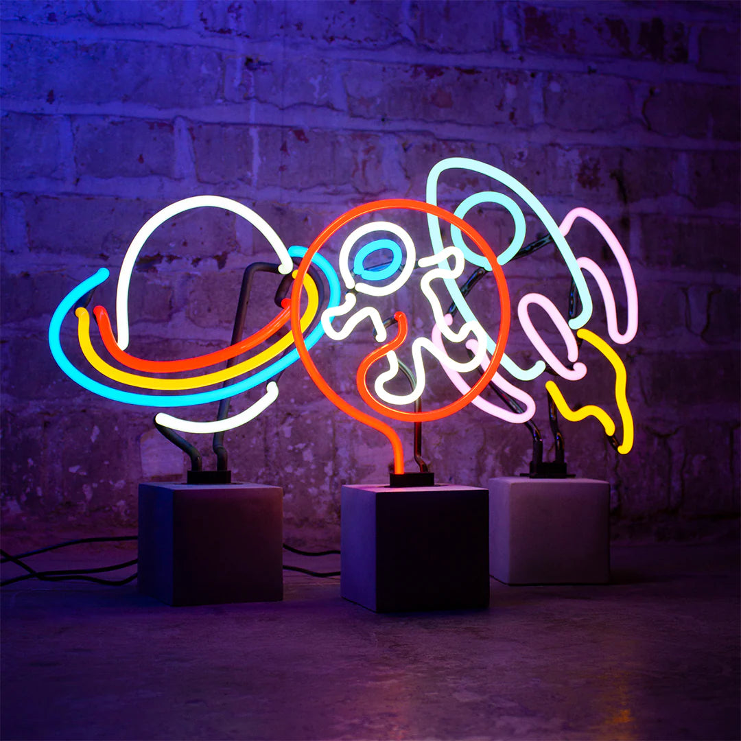 "Astronaut" Glas Stand-Neon