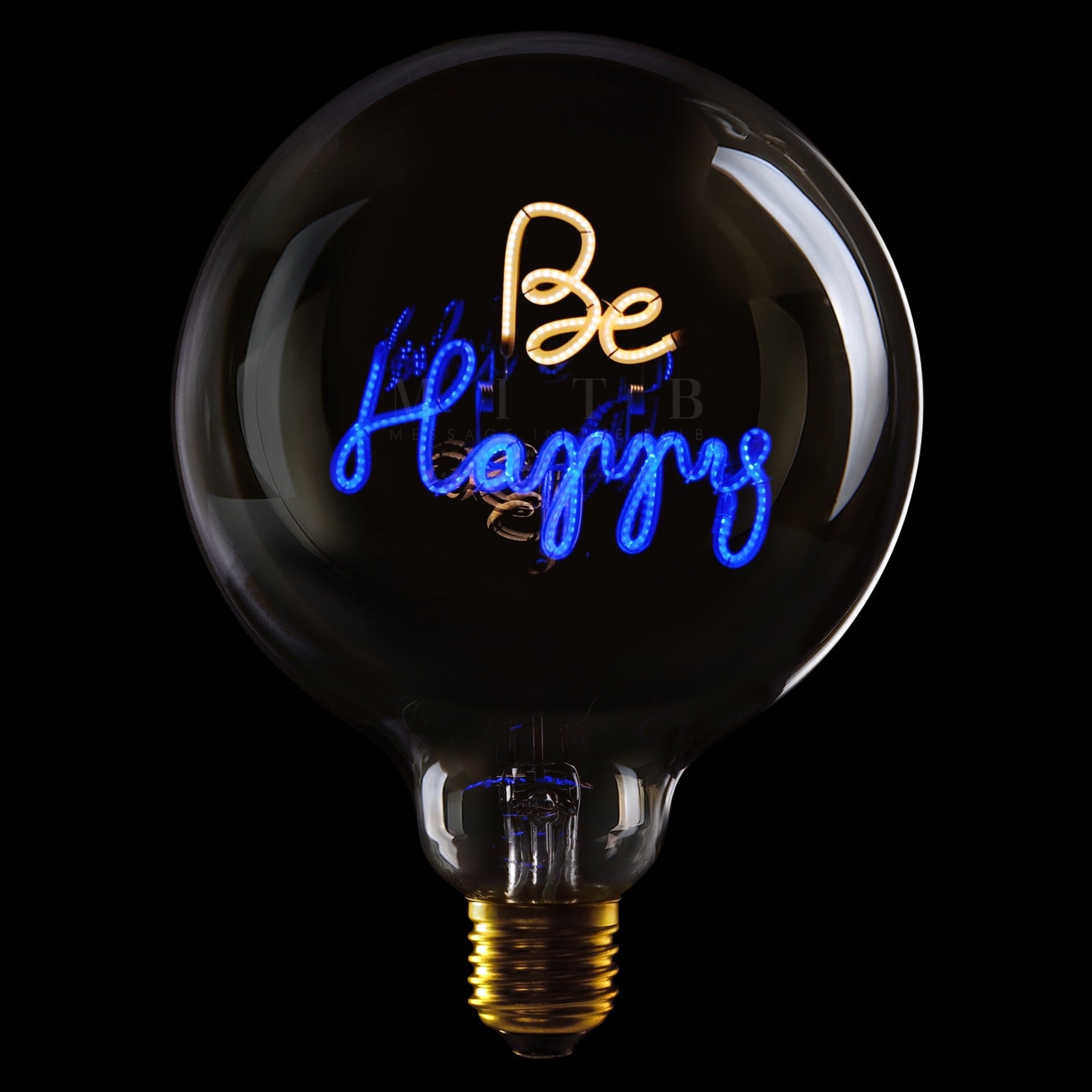 "Be Happy" LED Deko-Glühbirne – Botschaftsleuchte