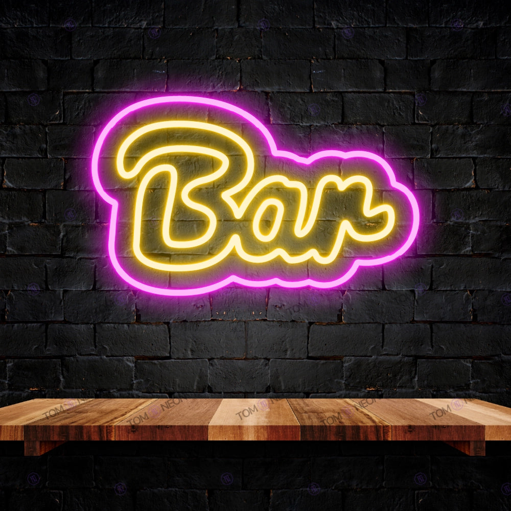 TOM NEON LED Neon Sign Schriftzug 'Bar'. Stilvolle Leuchtreklame mit dem Wort 'Bar' in leuchtenden Farben. Perfekt für eine moderne und einladende Bar-Dekoration.