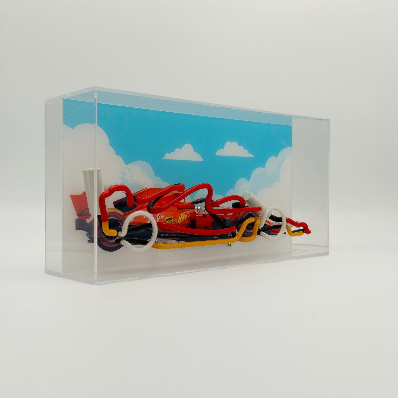 F1-Rennwagen Glas Neon Box | Rasantes Neon Schild für Motorsportfans und stilvolle Neon Dekoration
