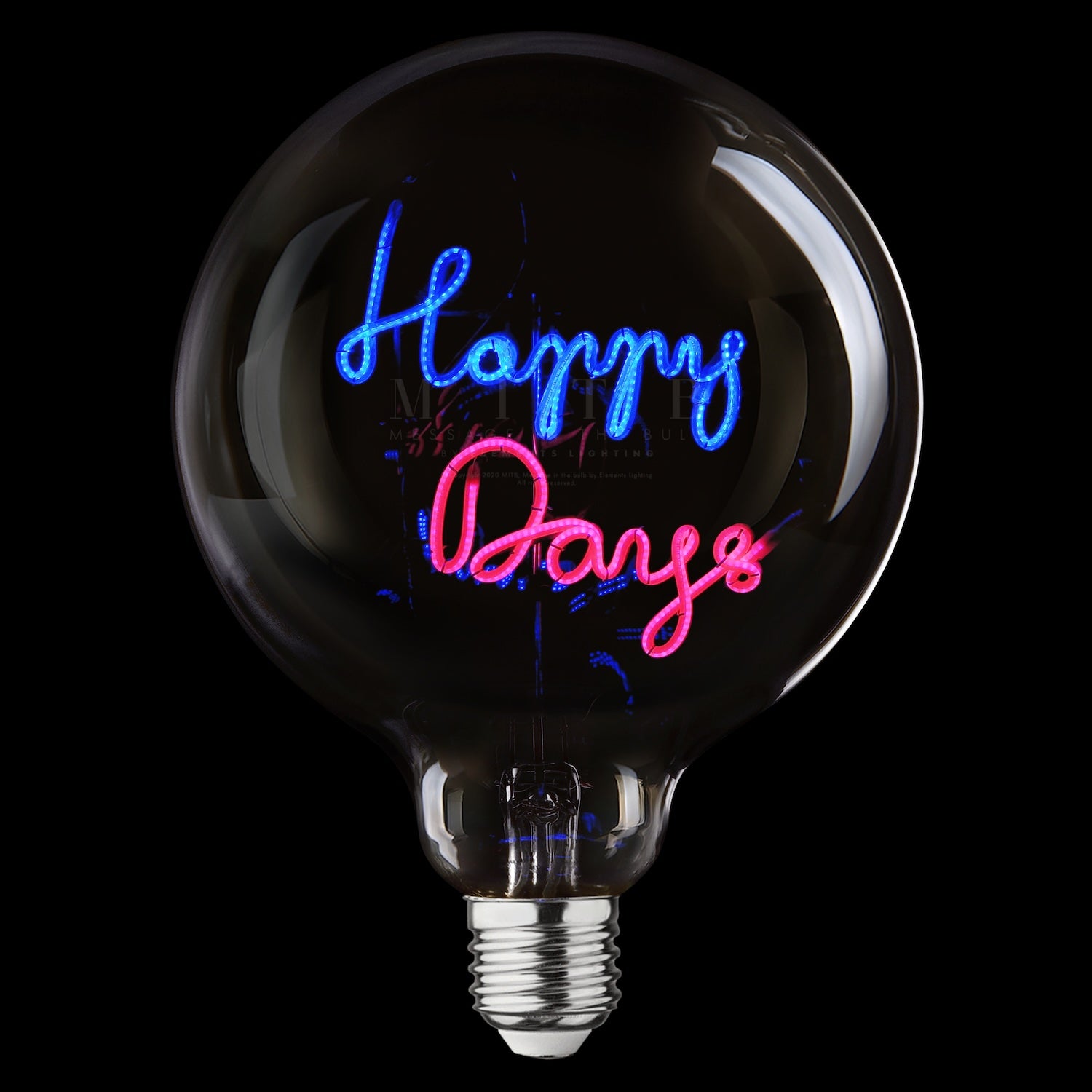 „Happy Days“ Akku LED Deko-Glühbirne – Botschaftsleuchte