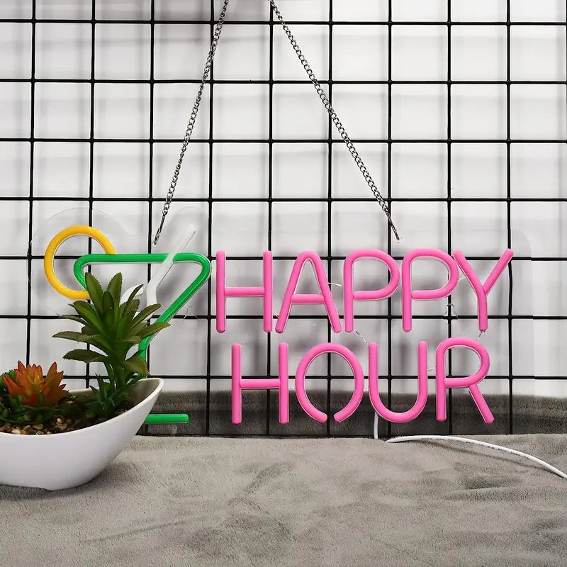 Happy Hour LED Neon Schriftzug – USB Neon Sign – Perfekte Geschenkidee | TOM NEON