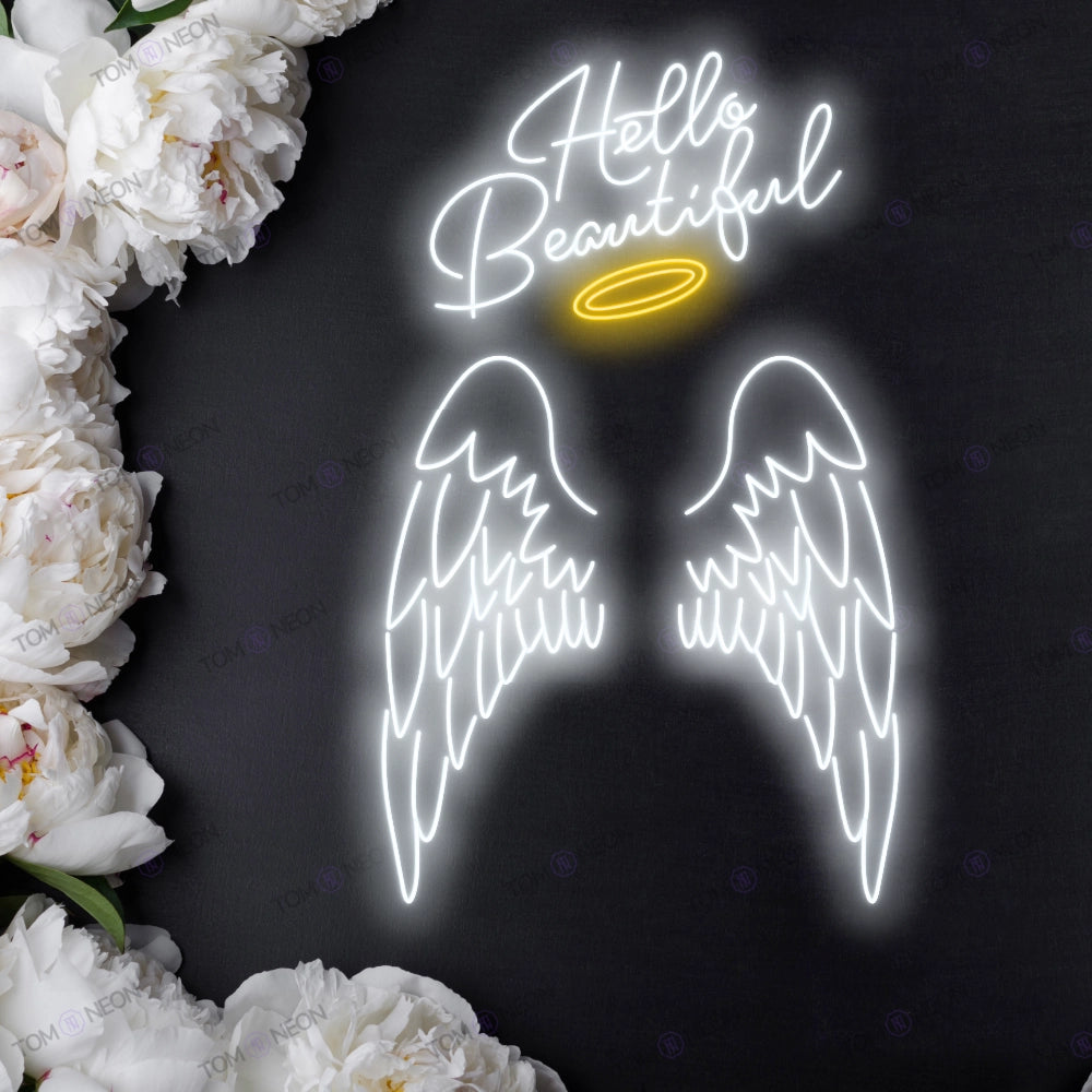 Hello Beautiful Angel Neon Schild - Himmlische Eleganz & Schönheit