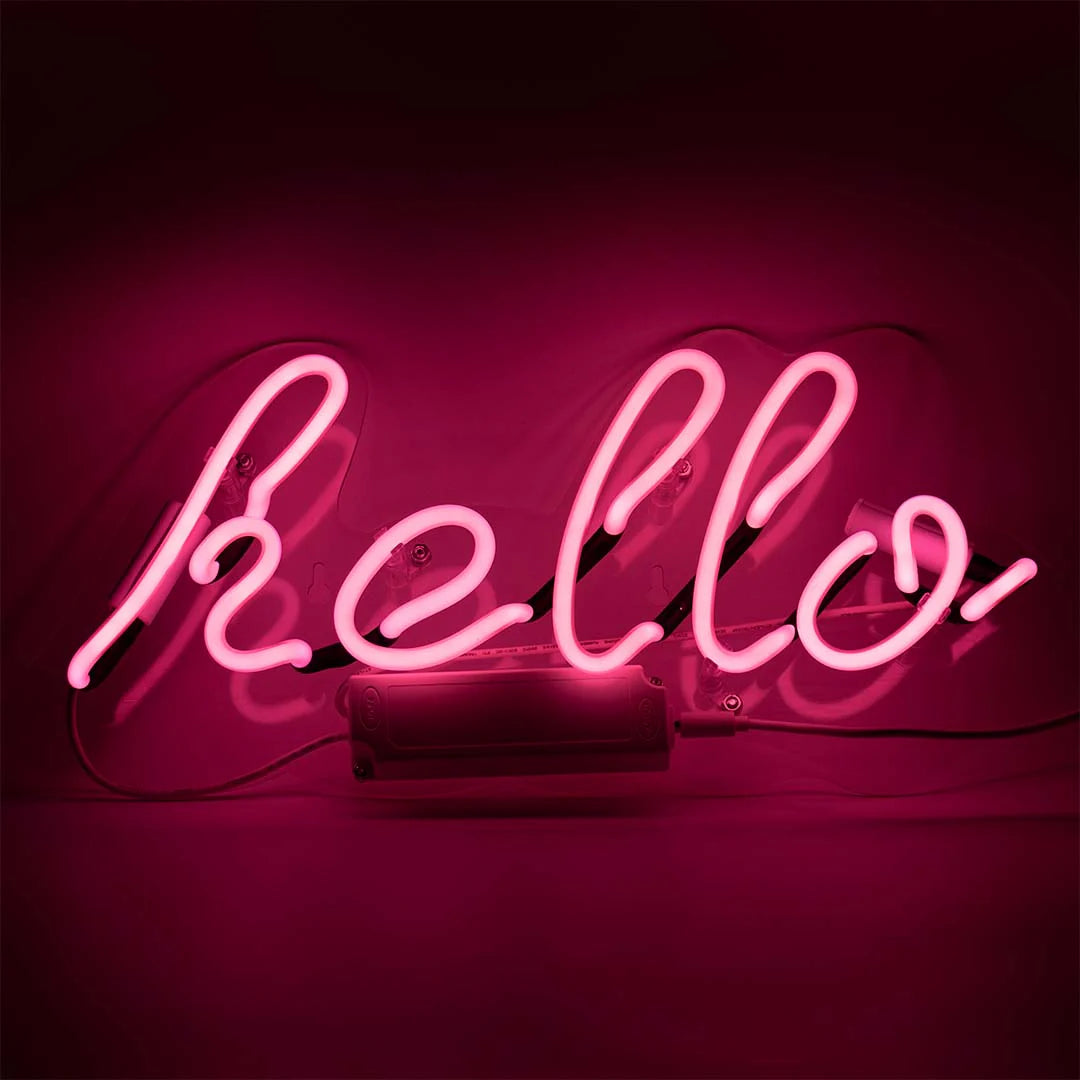 "Hello" Glas Wand Neon Schild – Stilvolle Begrüßung für moderne Wandgestaltung