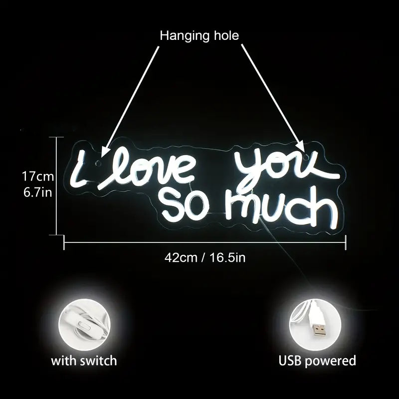 I love you so much LED Neon Schriftzug – USB Neonschild Sign – Perfekte Geschenkidee