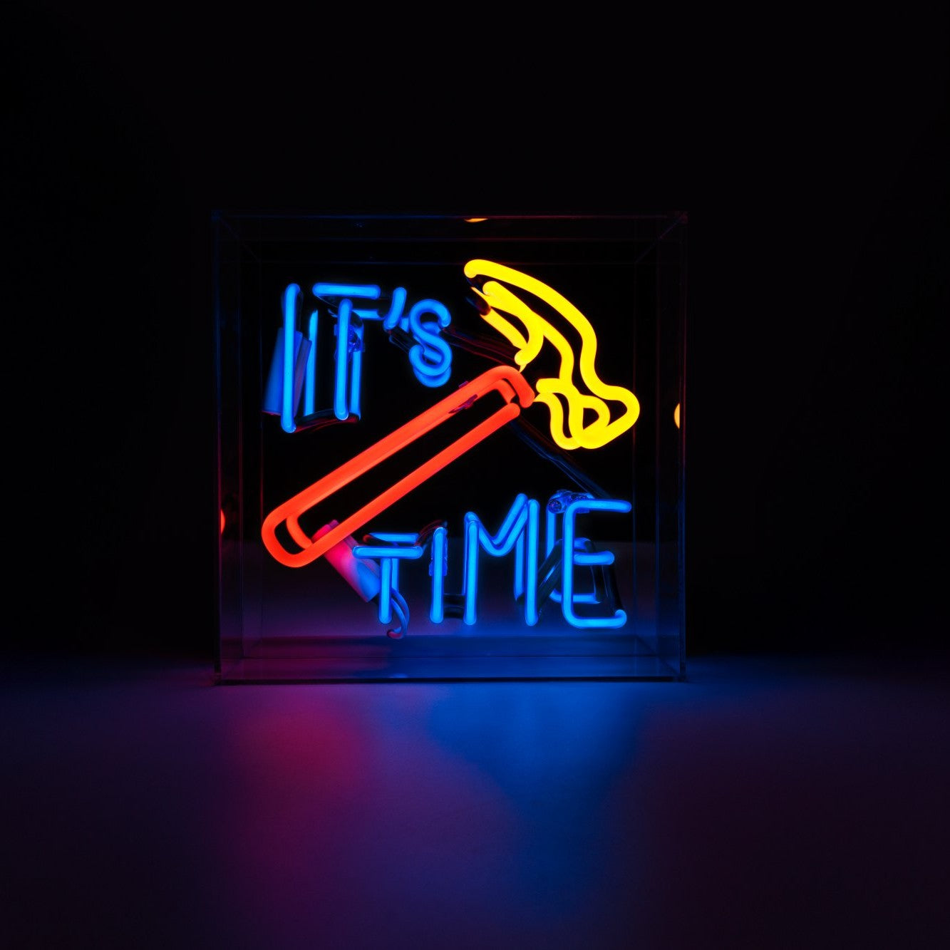 It's Hammer Time Glas Neon Box | Knallige Neon Dekoration für Macher & Kreative