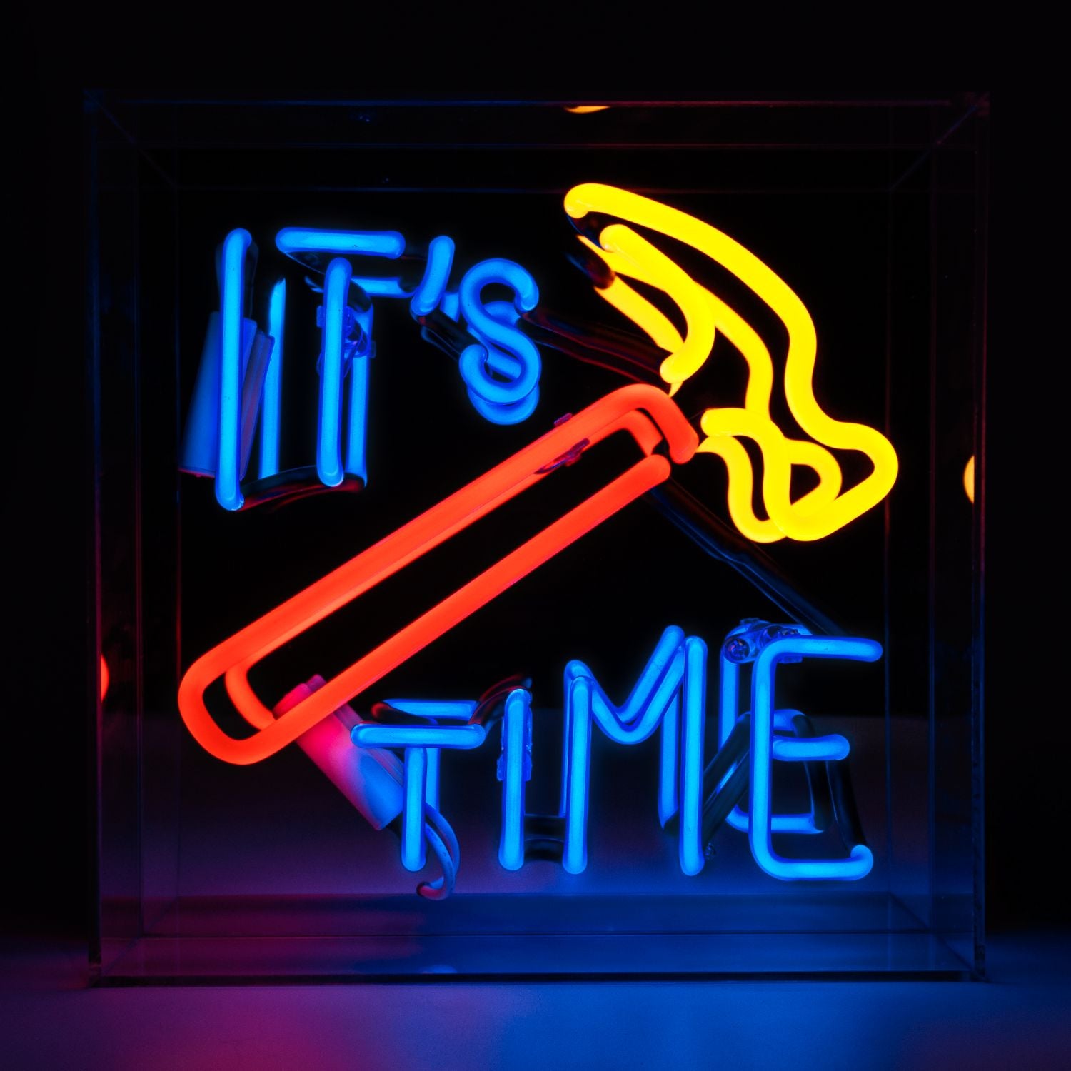 It's Hammer Time Glas Neon Box | Knallige Neon Dekoration für Macher & Kreative