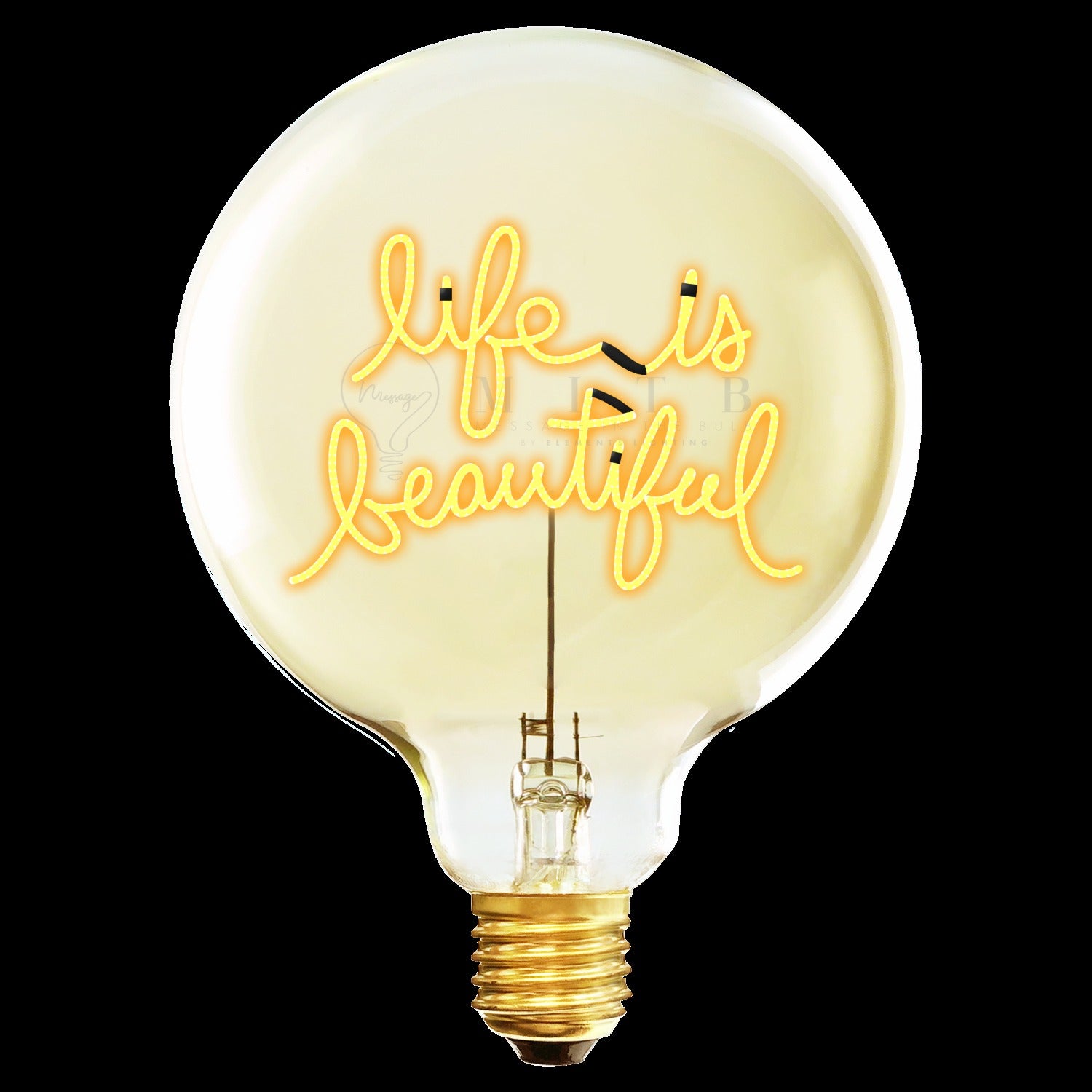 "life is beautiful" LED Deko-Glühbirne – Botschaftsleuchte