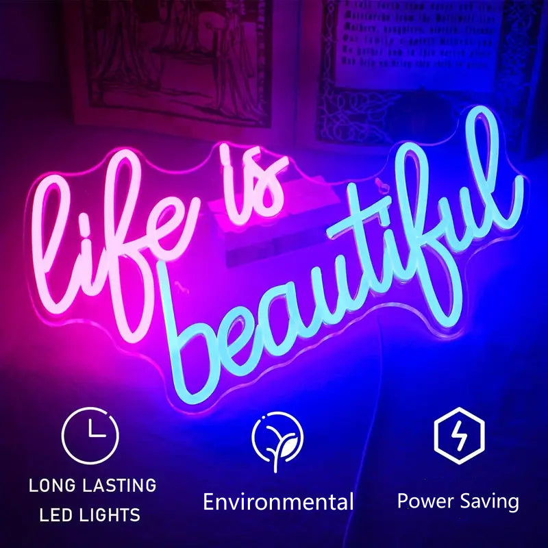Life is Beautiful LED Neon Schriftzug – USB Neon Sign – Perfekte Geschenkidee | TOM NEON