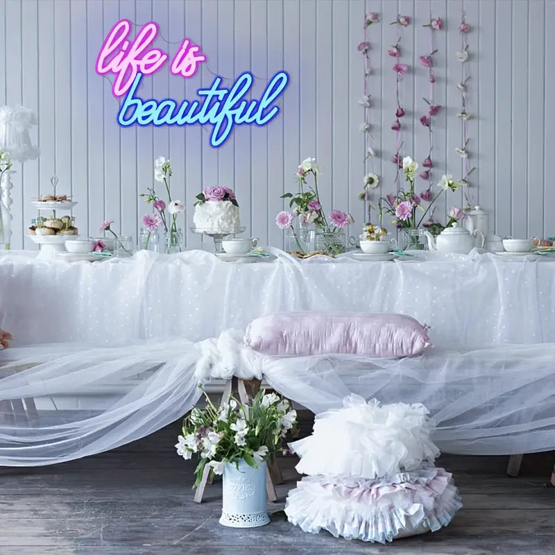 Life is Beautiful LED Neon Schriftzug – USB Neon Sign – Perfekte Geschenkidee | TOM NEON