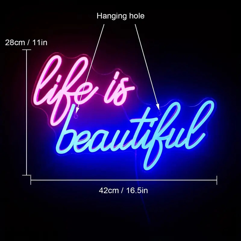 Life is Beautiful LED Neon Schriftzug – USB Neon Sign – Perfekte Geschenkidee | TOM NEON