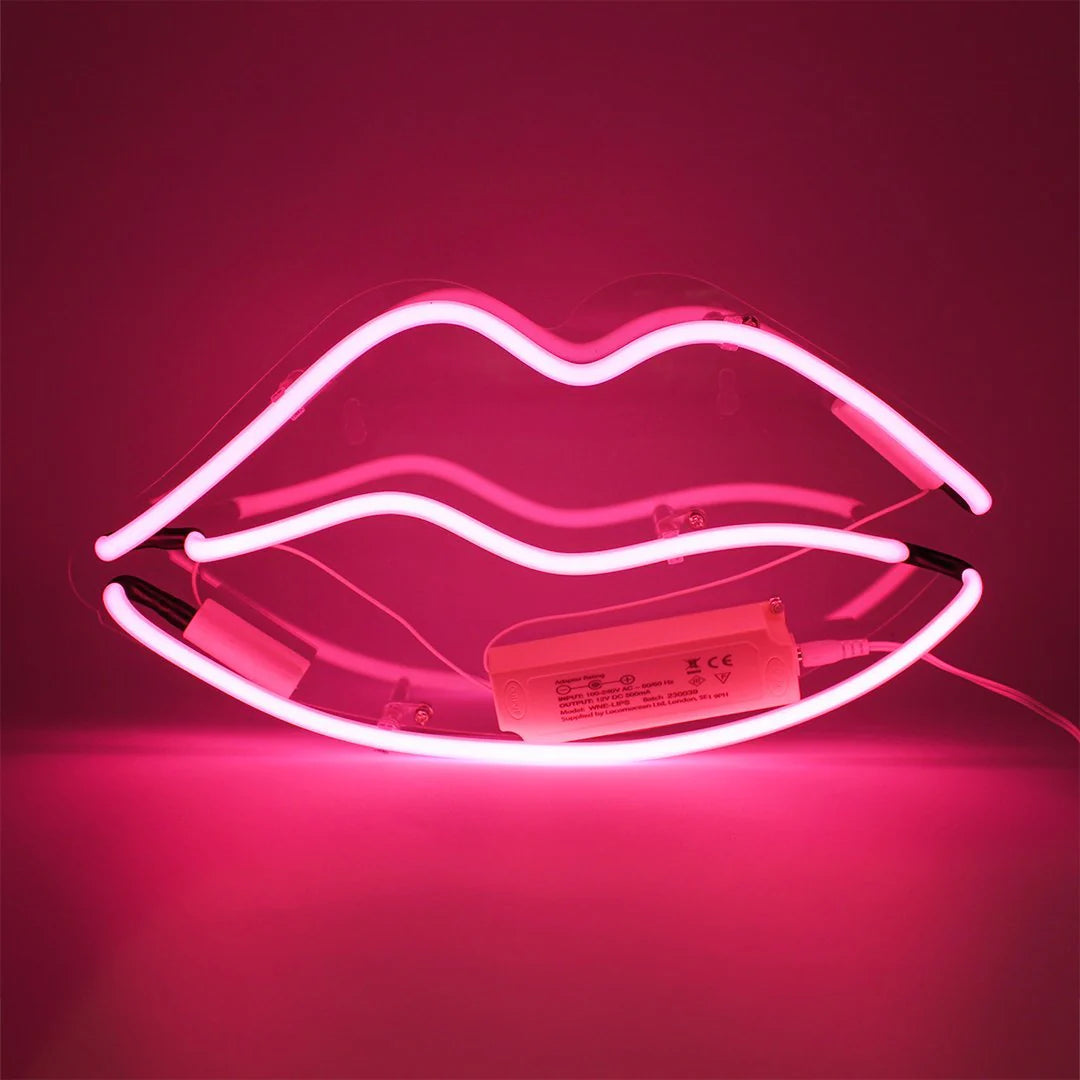 "Lippen" Glas Wand Neon Schild – Verführerische Pinke Lippen für stylische Wanddeko | Neon Sign aus Glas