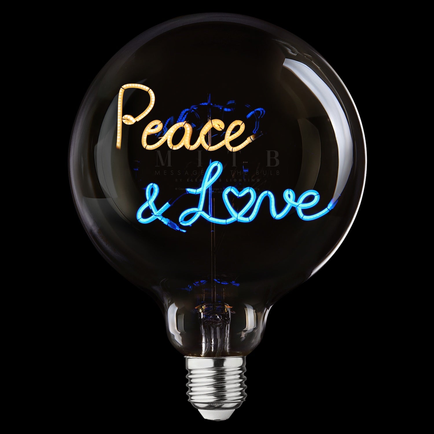 „Peace and Love“ Akku LED Deko-Glühbirne – Botschaftsleuchte