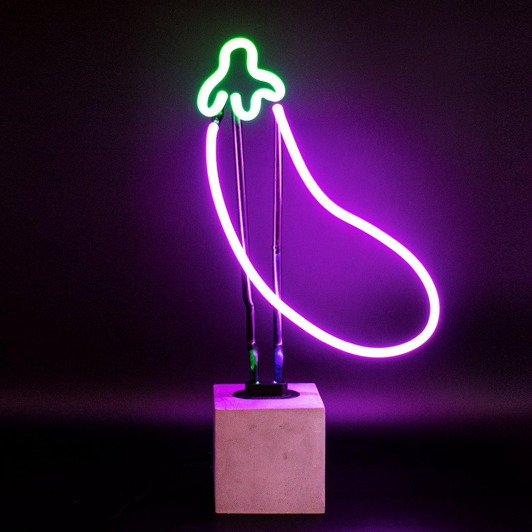 "Aubergine" Glas Stand-Neon - TOM NEON