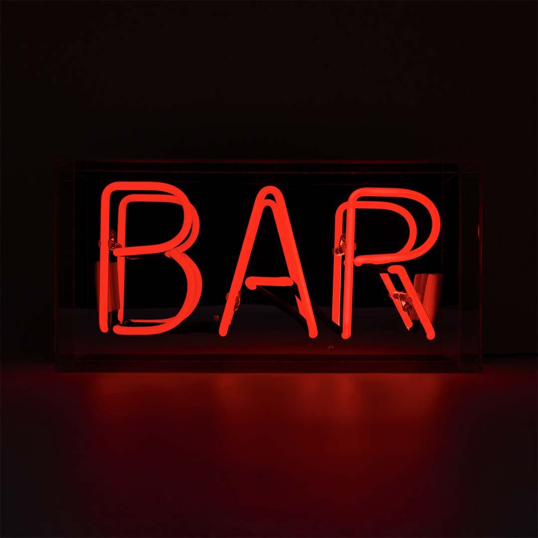 "Bar" Glas Neon Box - TOM NEON