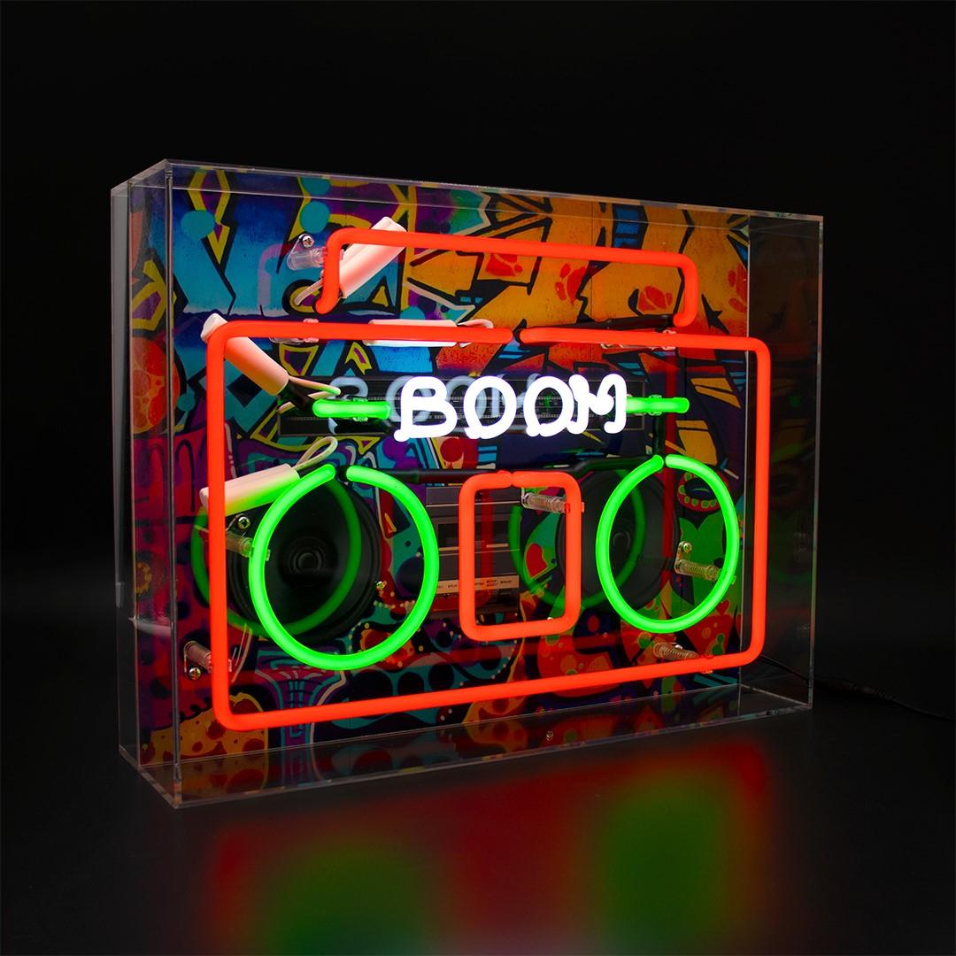"Boom" Large Glas Neon Box - TOM NEON