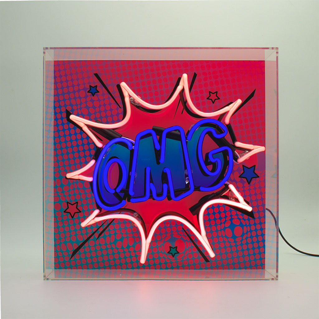 "OMG Pop" Glas Neon Box