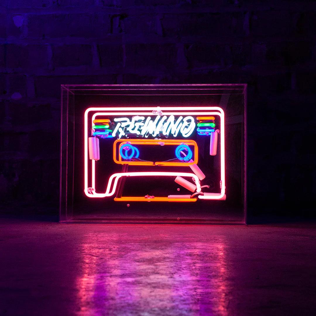 "Cassette" Large Glas Neon Box - TOM NEON