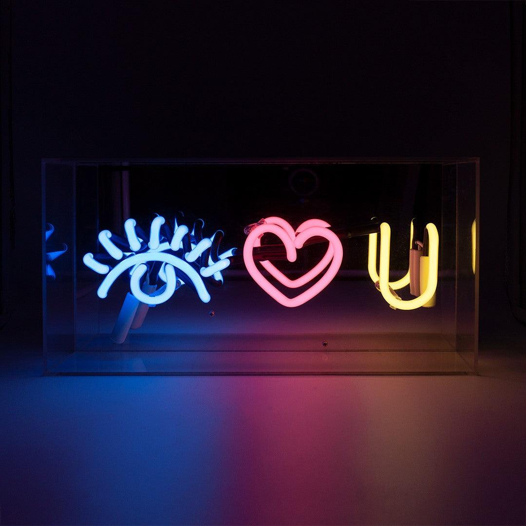 "Eye Love U" Glas Neon Box - TOM NEON