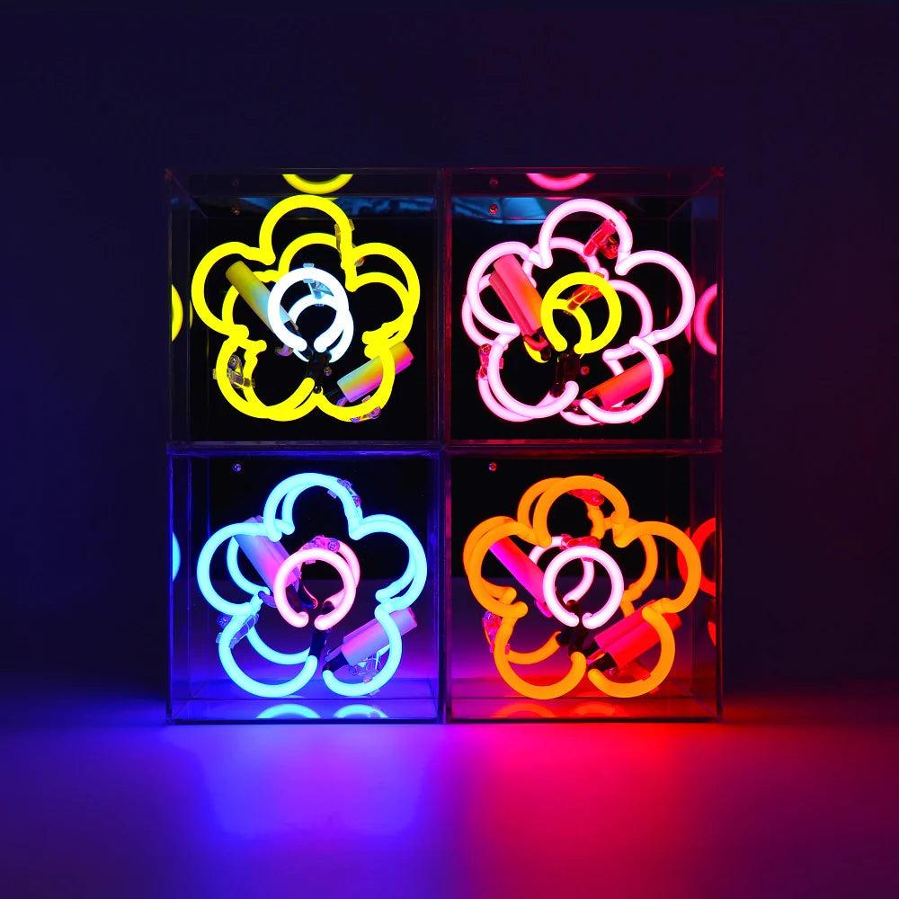"Flower" Glas Neon Box - TOM NEON
