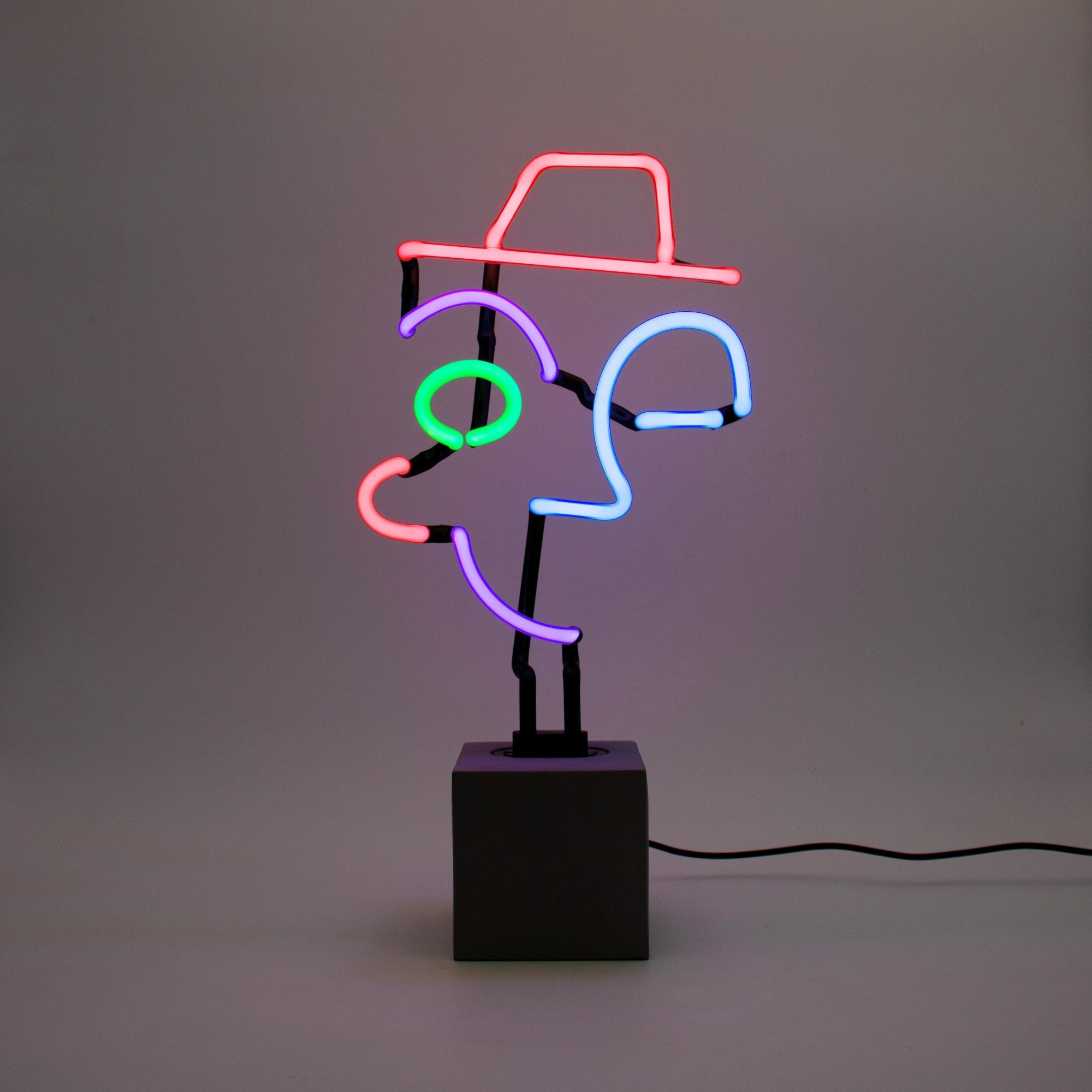 "Kunstgesicht" Glas Stand-Neon