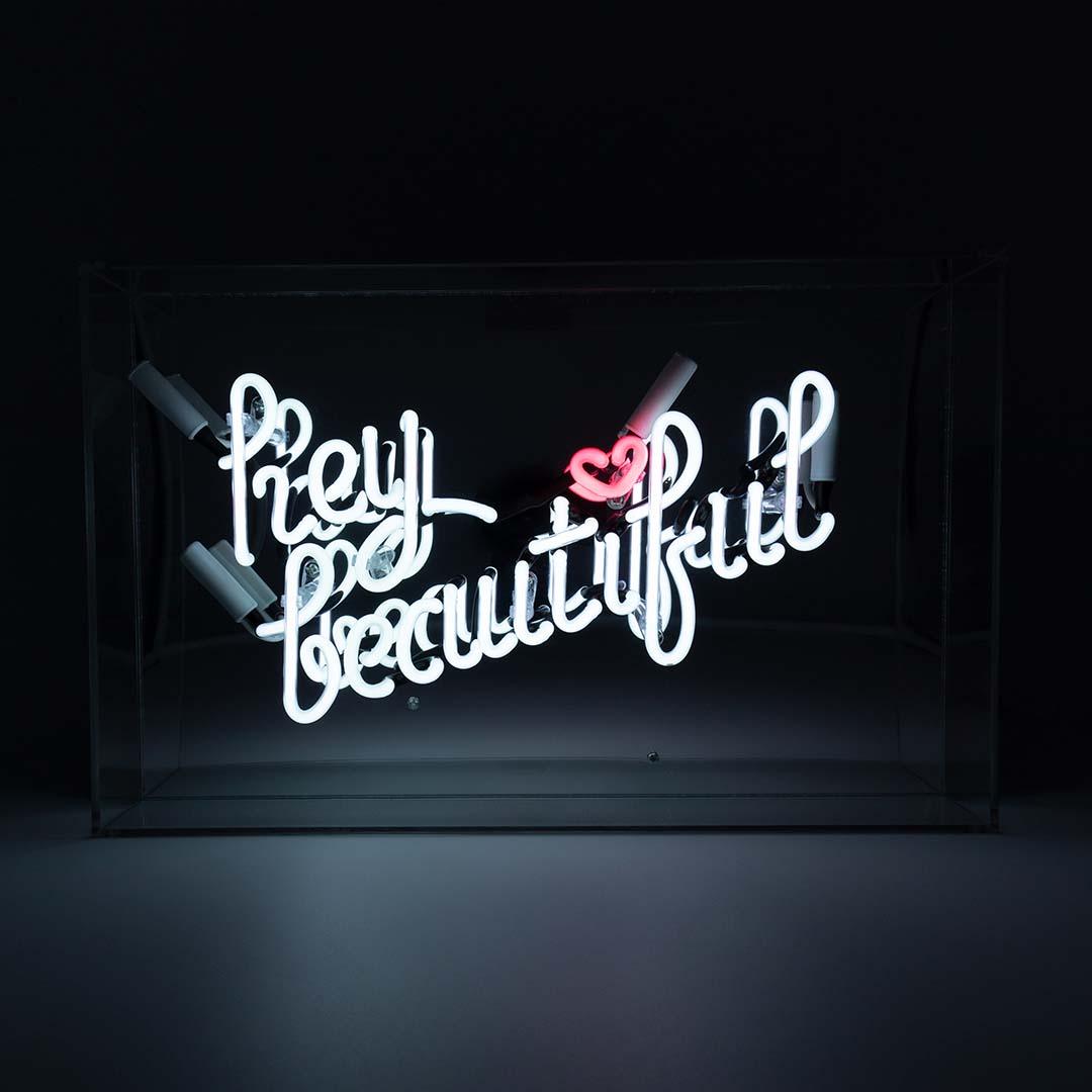 "hey beautiful" Large Glas Neon Box - TOM NEON