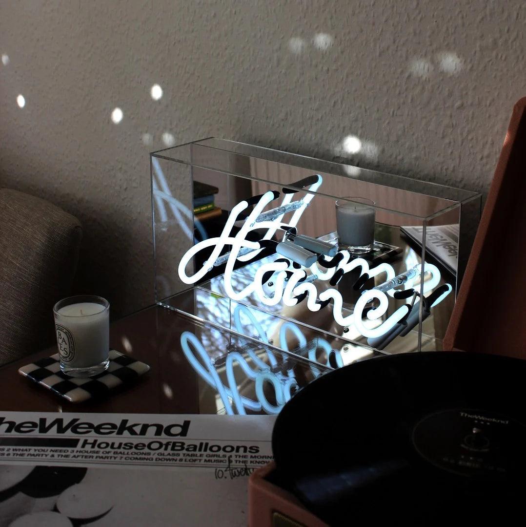 "Home" Glas Neon Box - TOM NEON