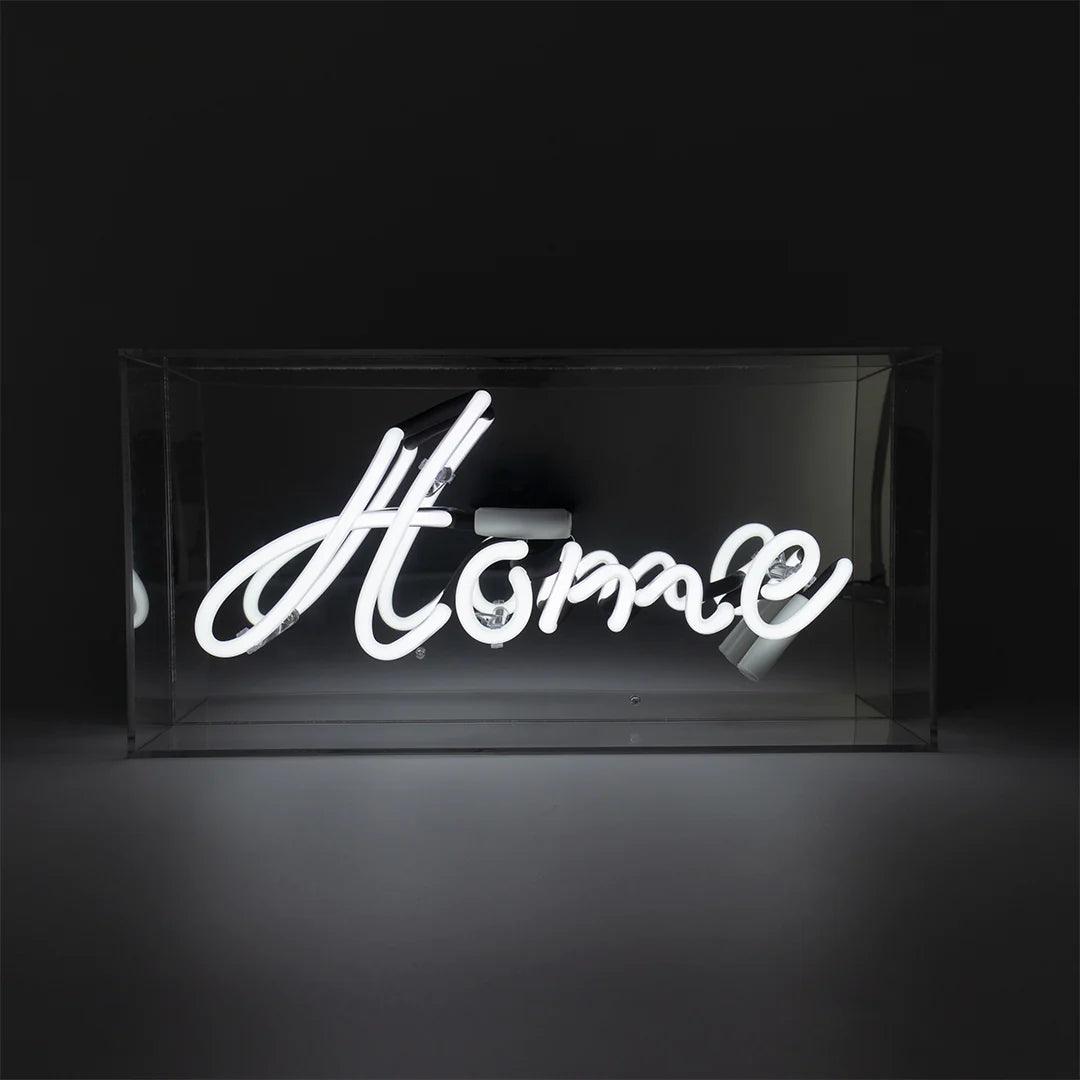 "Home" Glas Neon Box - TOM NEON
