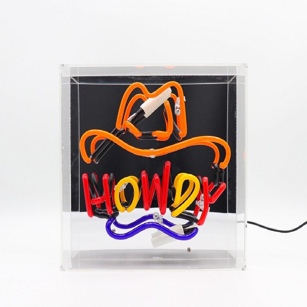 "Howdy" Glas Neon Box - TOM NEON