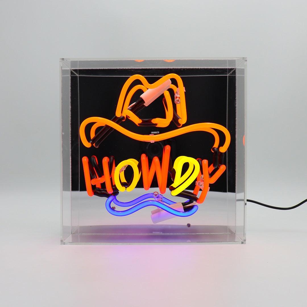 "Howdy" Glas Neon Box - TOM NEON