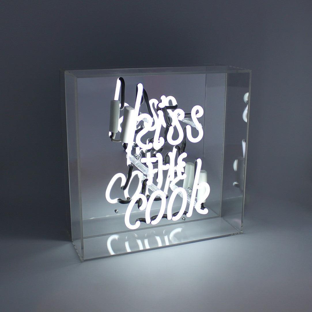 "Kiss the Cook" Glas Neon Box - TOM NEON