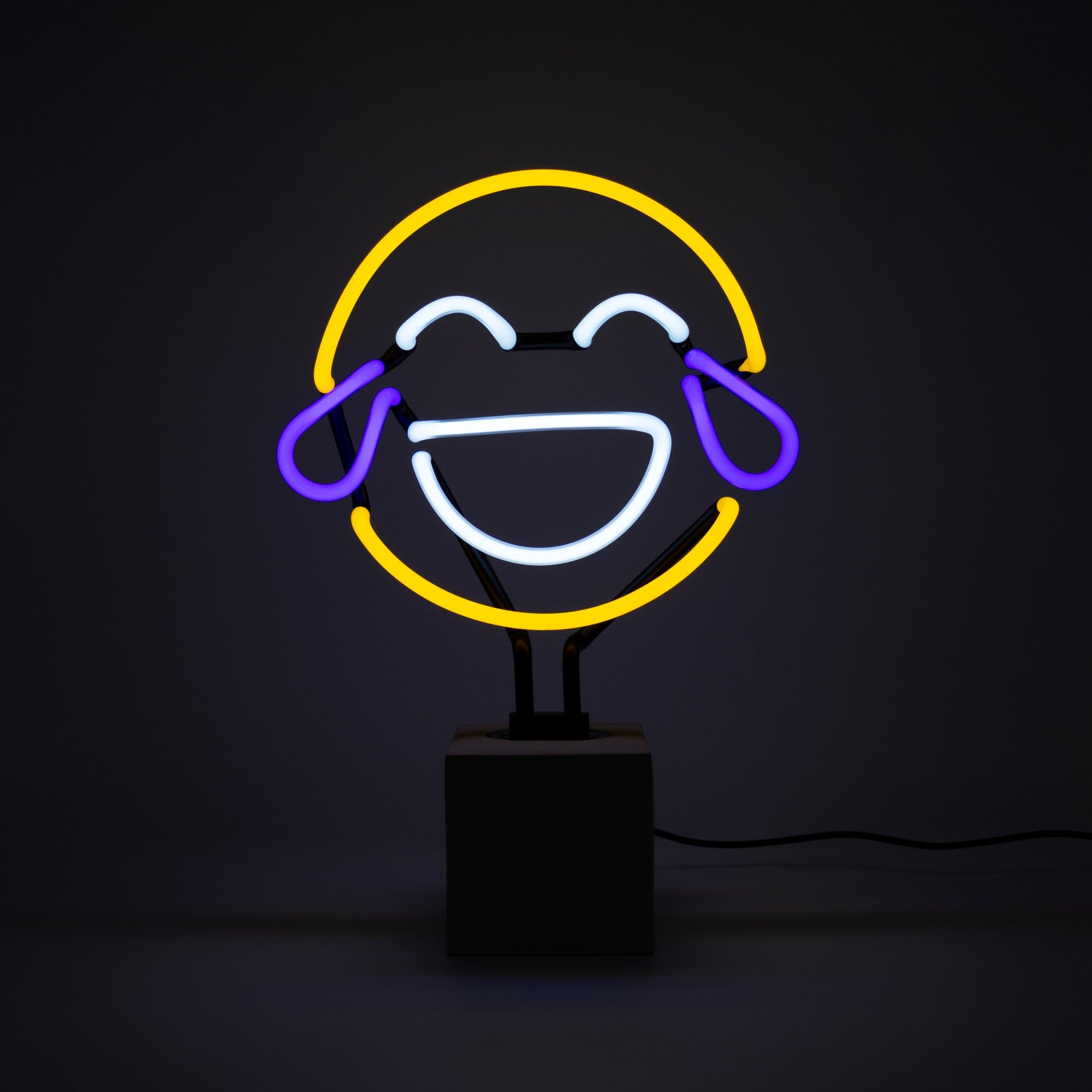 "Lachen" Glas Stand-Neon