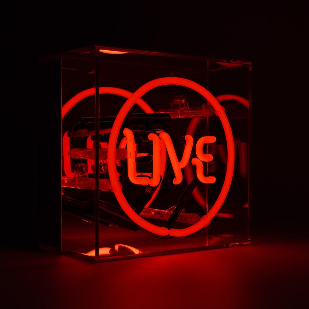"Live" Mini Glas Neon Box - TOM NEON