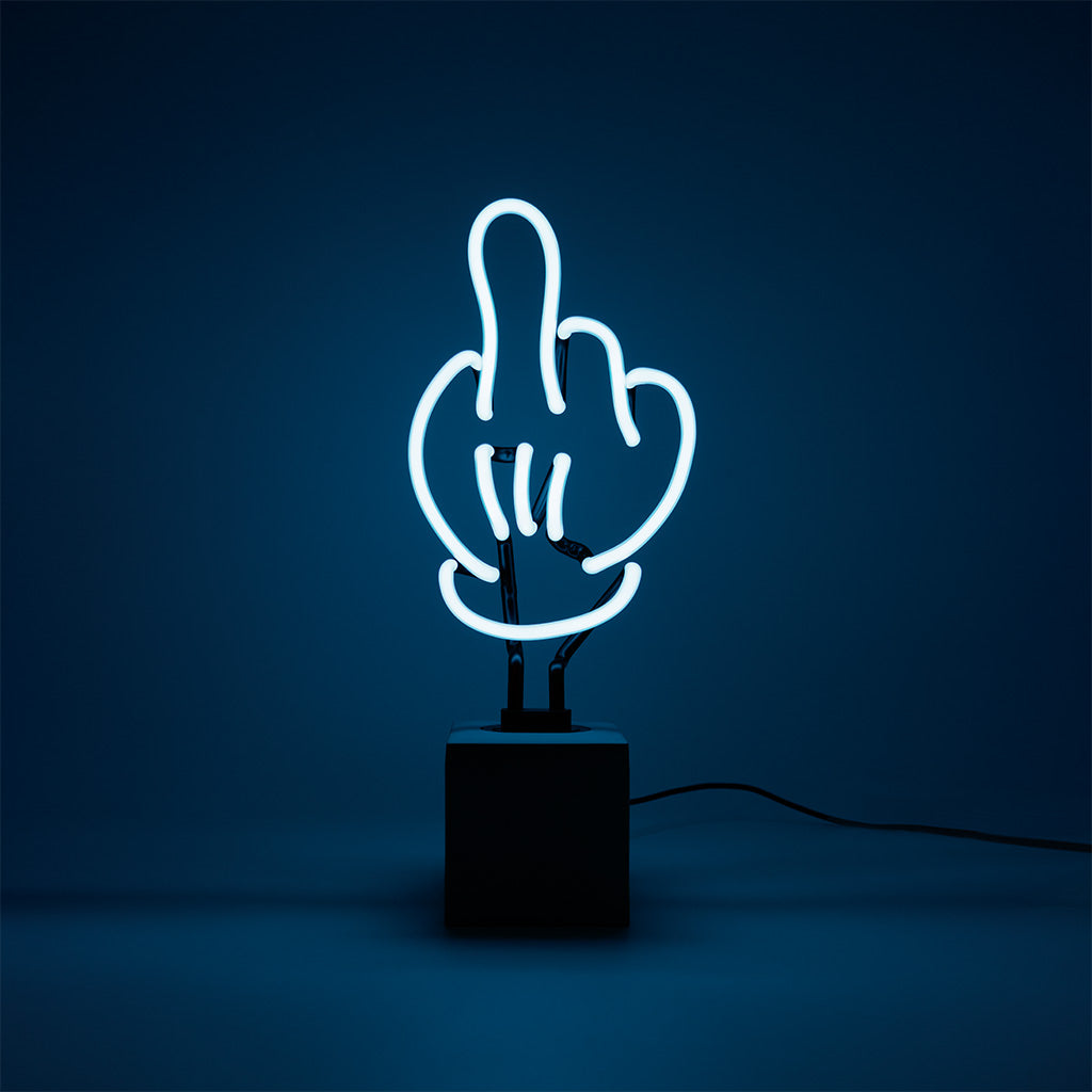 "Mittelfinger" Glas Stand-Neon