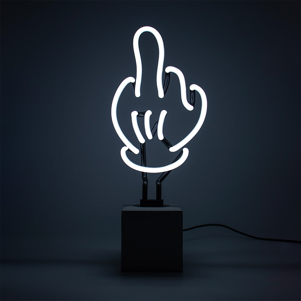 "Mittelfinger" Glas Stand-Neon