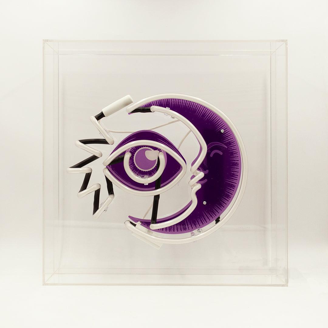 "Moon" Large Glas Neon Box - TOM NEON
