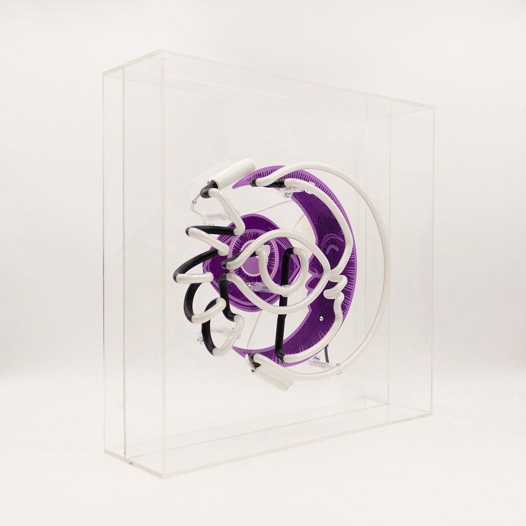 "Moon" Large Glas Neon Box - TOM NEON