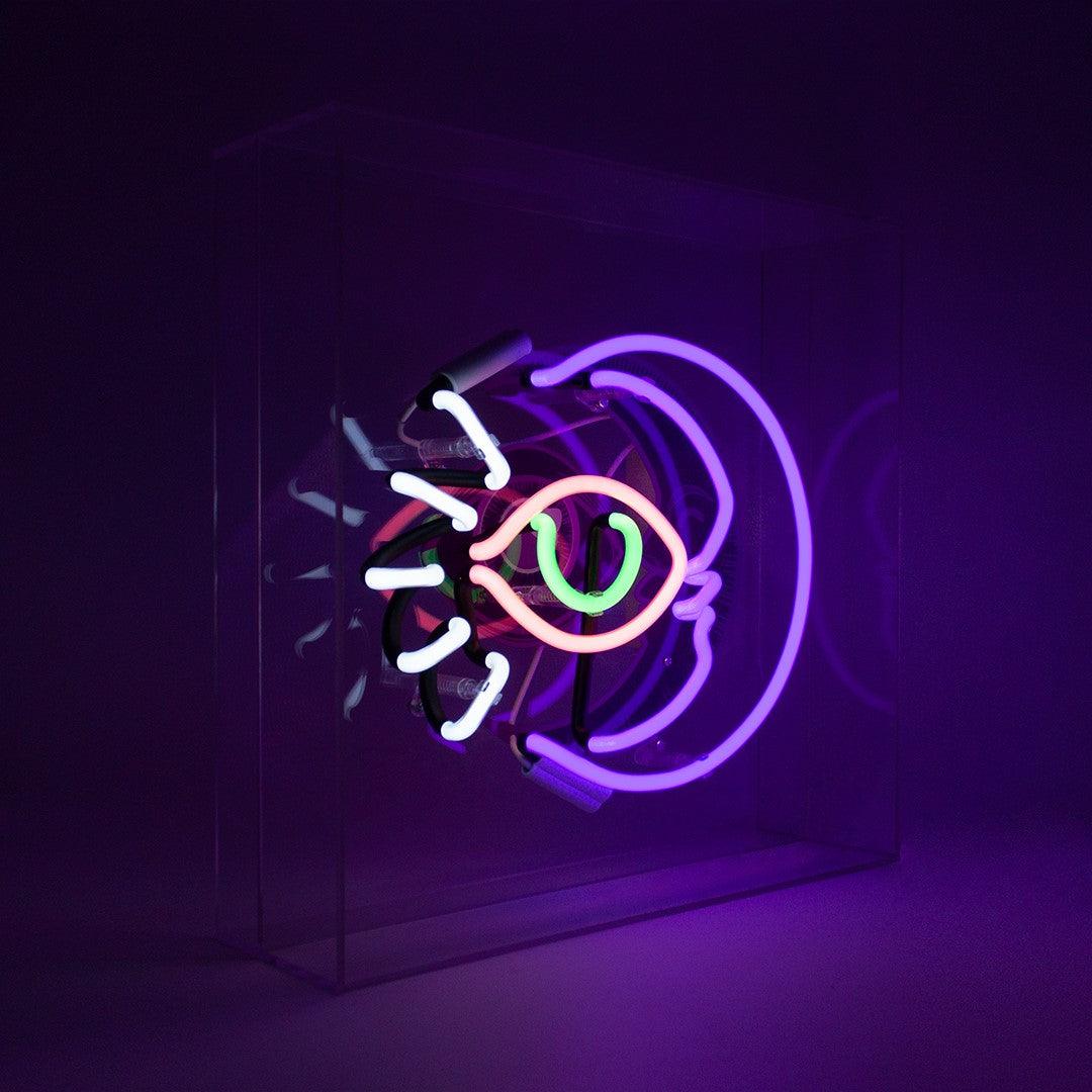 "Moon" Large Glas Neon Box - TOM NEON