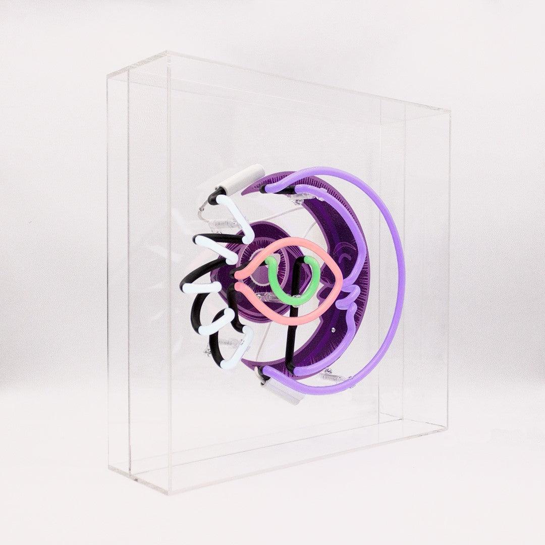 "Moon" Large Glas Neon Box - TOM NEON