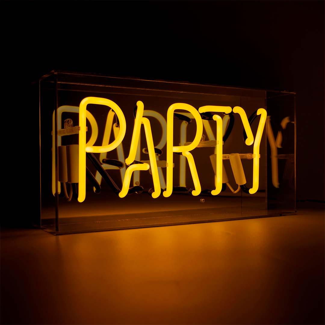 "Party" Glas Neon Box - TOM NEON