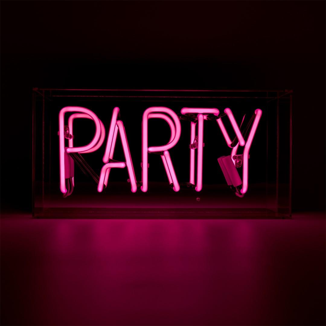 "Party" Glas Neon Box - TOM NEON