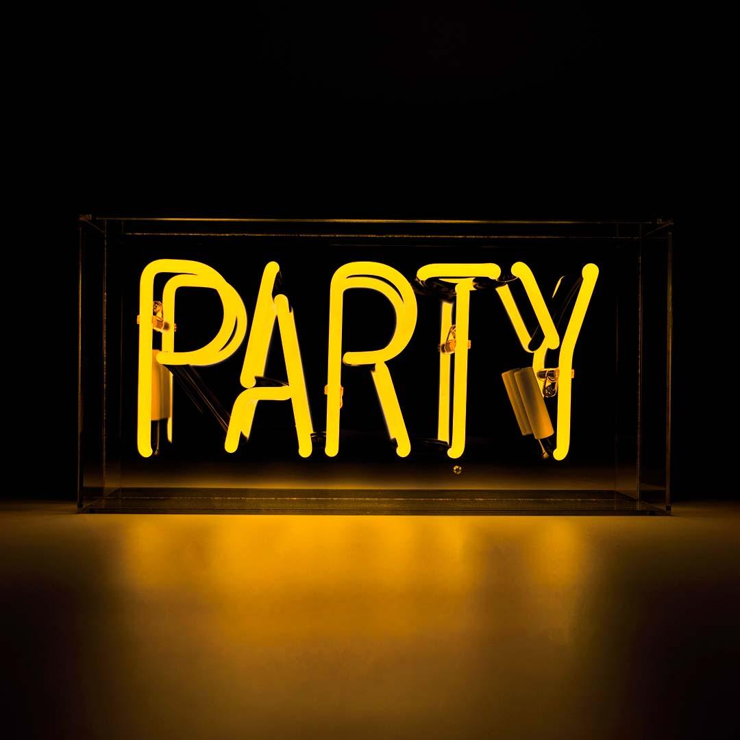 "Party" Glas Neon Box - TOM NEON