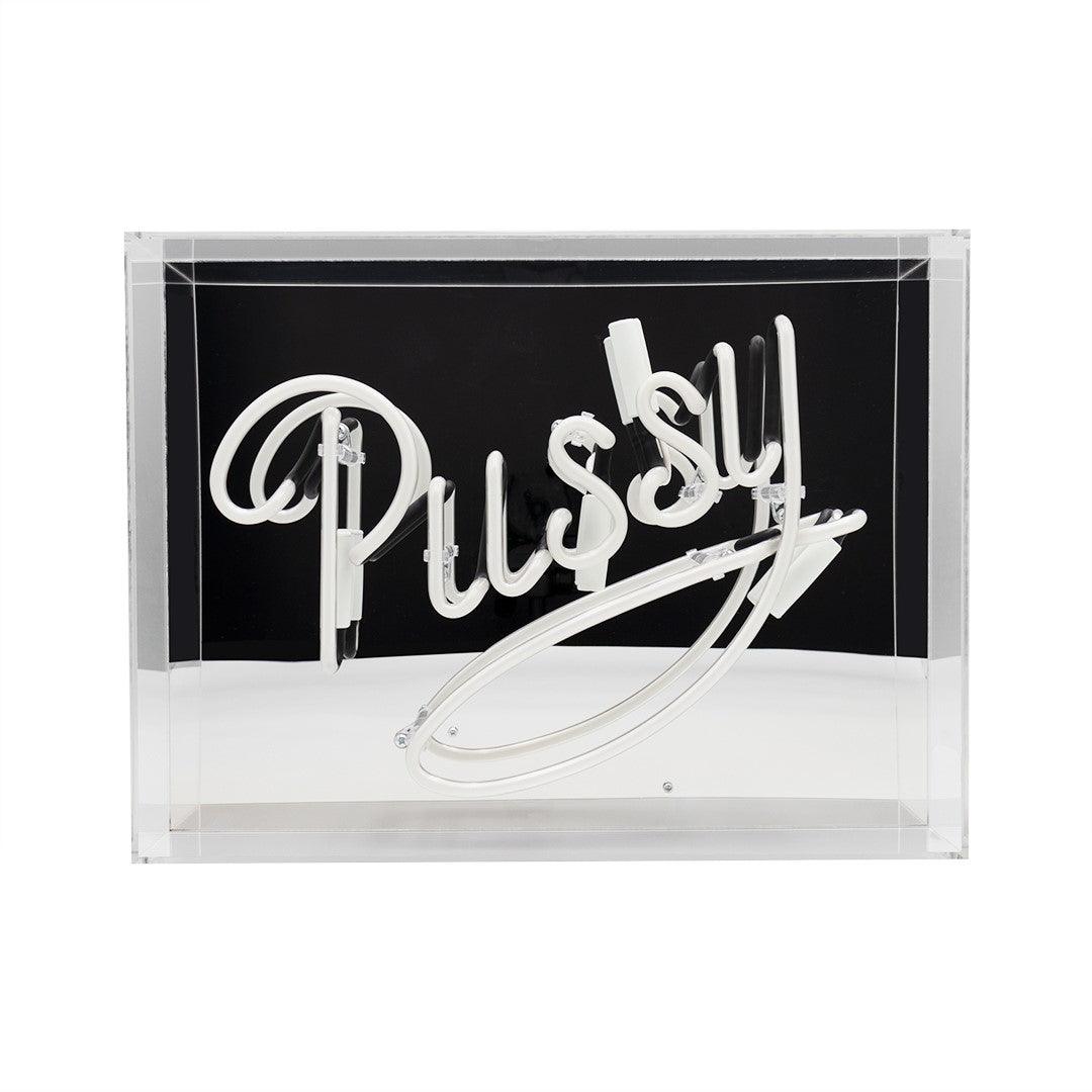 "Pussy" Glas Neon Box - TOM NEON