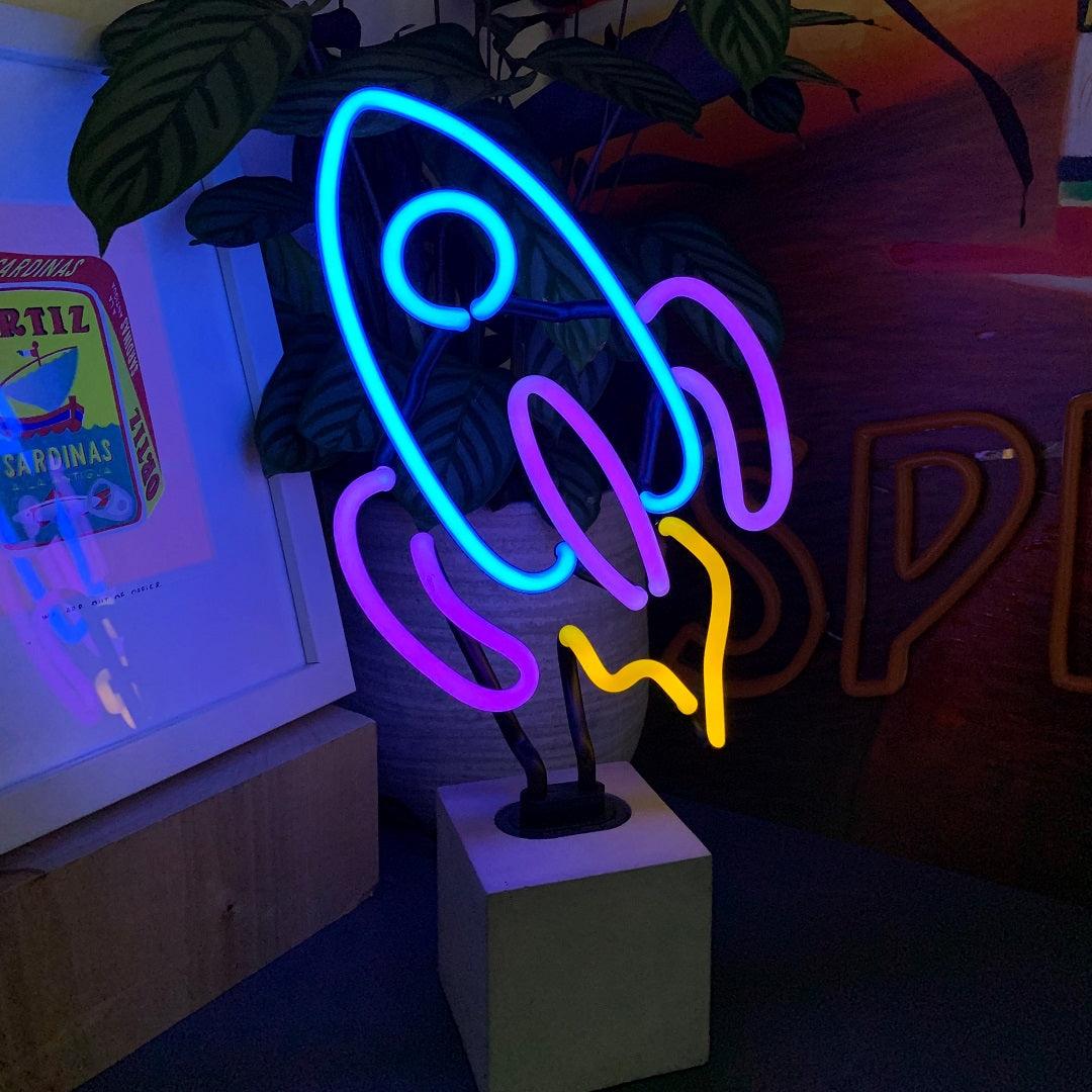 "Rakete" Glas Stand-Neon - TOM NEON