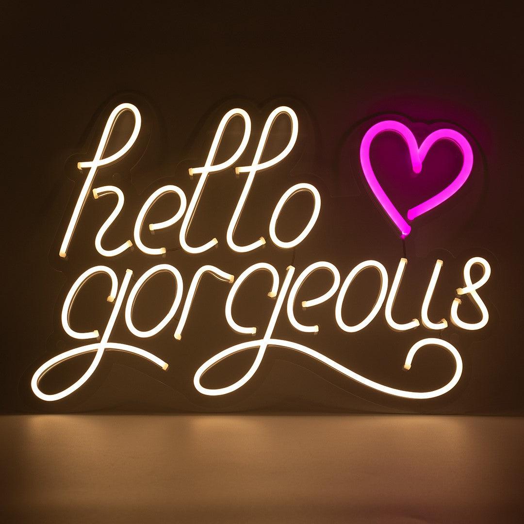 "Hello Gorgeous" Neon-Schild Schriftzug LED Leuchte - TOM NEON