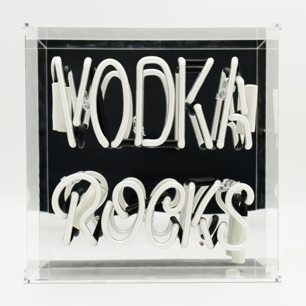 Vodka Rocks Glas Neon Box | Cooles Neon Schild für stilvolle Drinks & starke Statements